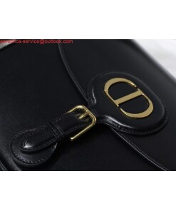 Replica Dior M9320 Large Dior Bobby Bag Black Calfskin With Blue Oblique Embroidered Strap 2