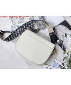 Replica Dior M9320 Large Dior Bobby Bag Latte Box Calfskin With Blue Oblique Embroidered Strap 2