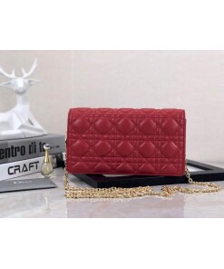 Replica Dior S0204 Lady Dior Pouch Ultramatte Cannage Calfskin Red