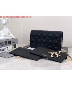 Replica Dior S0204 Lady Dior Pouch Ultramatte Cannage Calfskin Black 2