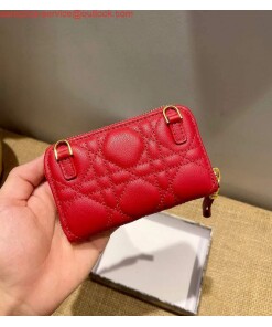 Replica Dior Caro Mini zipper clutch 5087 Red 2