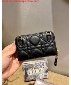 Replica Dior Caro Mini zipper clutch 5087 Black 2