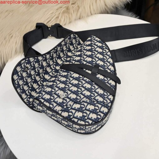 Replica Dior 1ADPO093 Saddle Men Bag Dior Oblique Jacquard Navy Blue 2