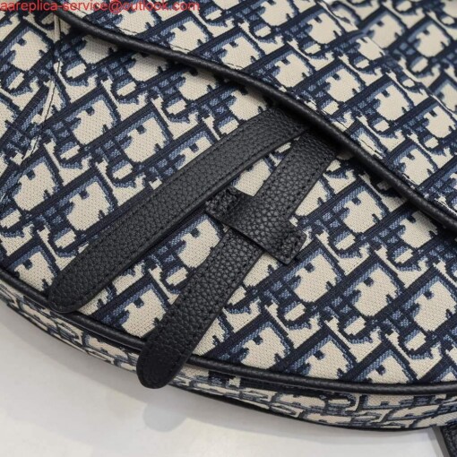 Replica Dior 1ADPO093 Saddle Men Bag Dior Oblique Jacquard Navy Blue 5