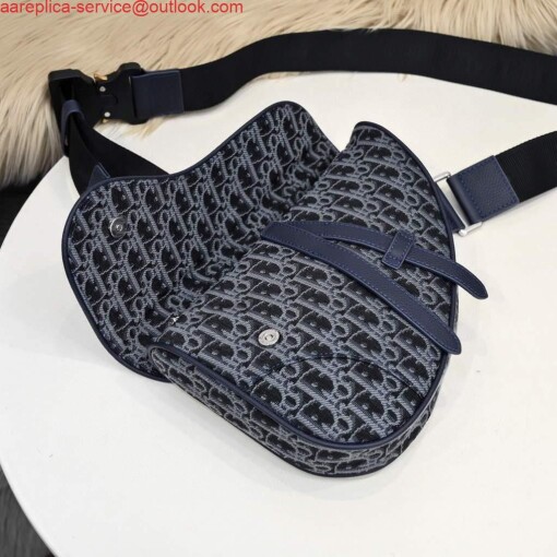 Replica Dior 1ADPO093 Saddle Men Bag Dior Oblique Jacquard Blue 7