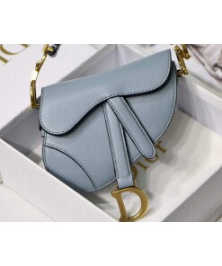 Replica Dior M6008 Bag Saddle Super Mini Bag Cowhide Leather Light Blue