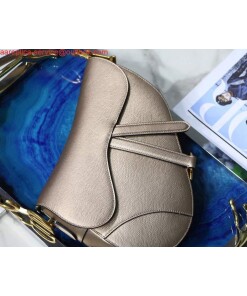 Replica Dior M0446 Dior Saddle Bag M0447 Silvry Grey Grained Calfskin