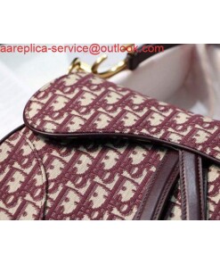 Replica Dior M0446 Dior Saddle Bag Burgundy Dior Oblique Jacquard 2