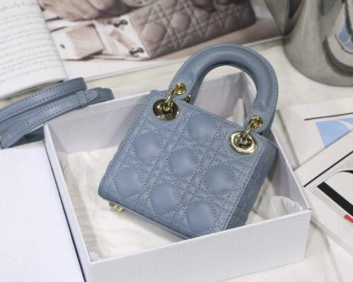 Replica Dior S0856 MICRO LADY Dior Bag Cloud Blue Cannage Lambskin 4