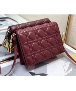 Replica Dior S0855 Dior Lady Dior Pouch Wine Red Ultramatte Cannage Calfskin