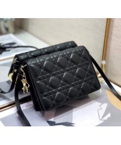 Replica Dior S0855 Dior Lady Dior Pouch Black Ultramatte Cannage Calfskin