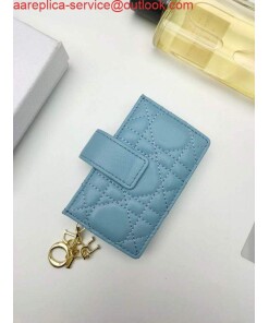 Replica Dior S0074 Wallet Lady dior 5-Gusset card holder Sky Blue