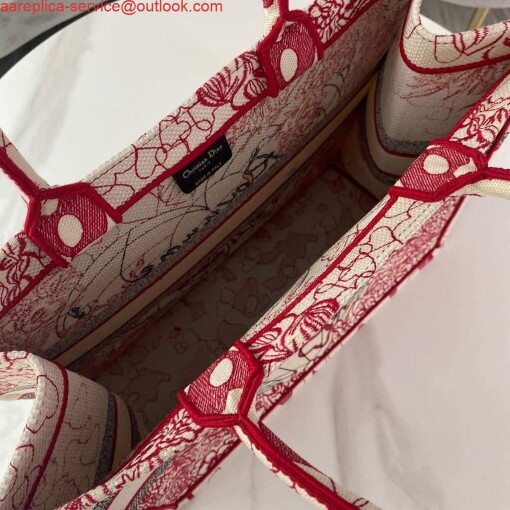 Replica Dior M1286 DIORAMOUR DIOR BOOK TOTE Red and White D-Royaume d'Amour Embroidery 6