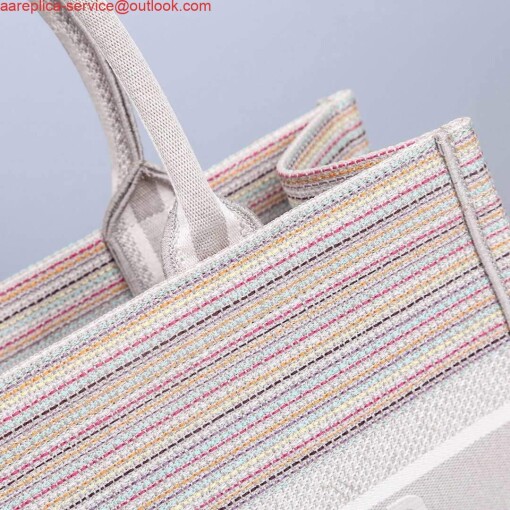 Replica Dior M1286 Dior Book Tote small Pink D-Stripes Embroidery 6