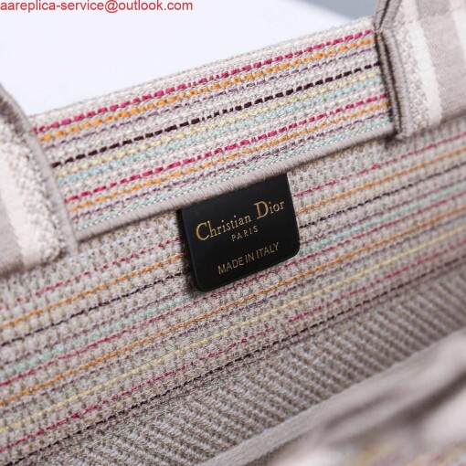 Replica Dior M1286 Dior Book Tote small Pink D-Stripes Embroidery 8