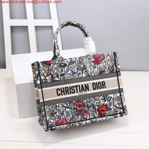 Replica Dior M1286 Dior Book Tote Small Multicolor Flowers Embroidery