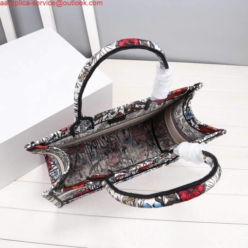 Replica Dior M1286 Dior Book Tote Small Multicolor Flowers Embroidery 7