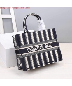 Replica Dior M1286 Dior Book Tote small Blue D-Stripes Embroidery