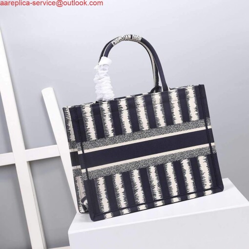 Replica Dior M1286 Dior Book Tote small Blue D-Stripes Embroidery 4