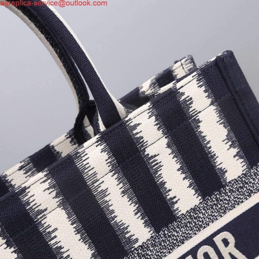 Replica Dior M1286 Dior Book Tote small Blue D-Stripes Embroidery 6