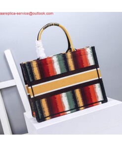 Replica Dior M1286 Dior Book Tote Red Multicolor D-Stripes Embroidery 2