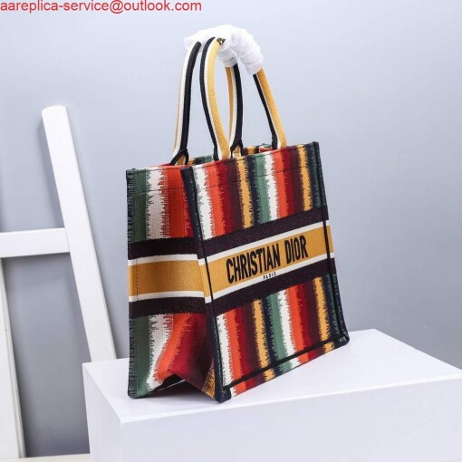 Replica Dior M1286 Dior Book Tote Red Multicolor D-Stripes Embroidery 4