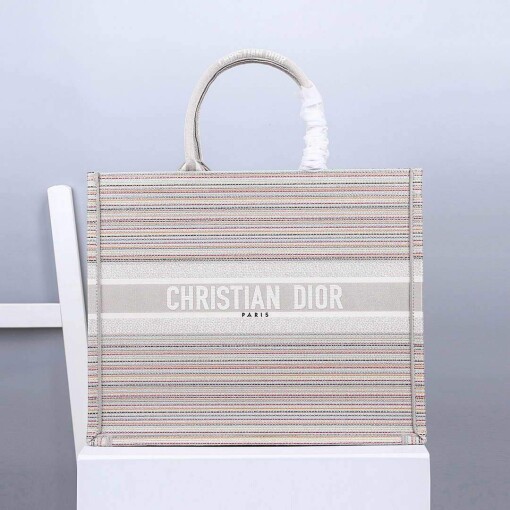 Replica Dior M1286 Dior Book Tote Pink D-Stripes Embroidery