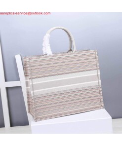 Replica Dior M1286 Dior Book Tote Pink D-Stripes Embroidery 2