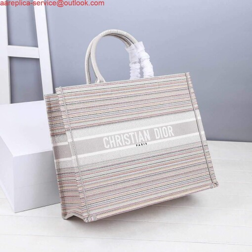 Replica Dior M1286 Dior Book Tote Pink D-Stripes Embroidery 3