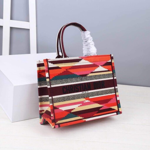 Replica Dior M1286 DIOR Book Tote Multicolor D-Stripes Embroidery