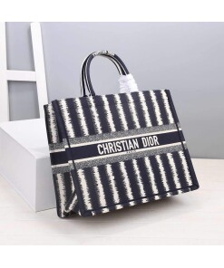 Replica Dior M1286 Dior Book Tote Blue D-Stripes Embroidery