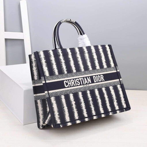 Replica Dior M1286 Dior Book Tote Blue D-Stripes Embroidery