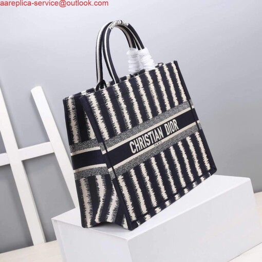 Replica Dior M1286 Dior Book Tote Blue D-Stripes Embroidery 3