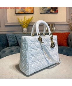 Replica Dior M0566 Large Lady Dior Bag White Cannage Lambskin