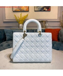 Replica Dior M0566 Large Lady Dior Bag White Cannage Lambskin 2