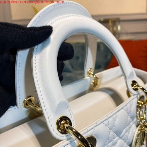 Replica Dior M0566 Large Lady Dior Bag White Cannage Lambskin 4