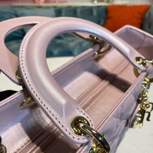 Replica Dior M0566 Large Lady Dior Bag Silver Pink Cannage Lambskin 4