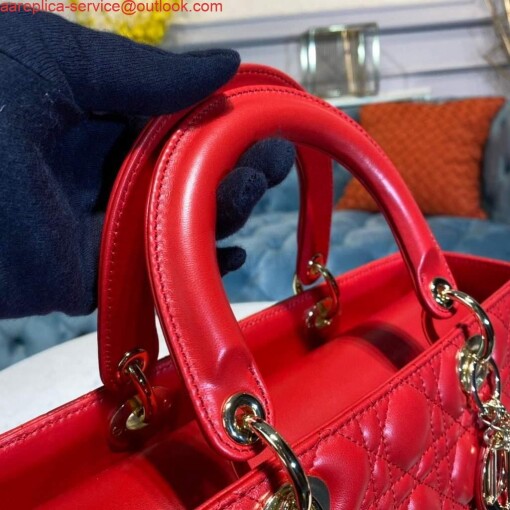 Replica Dior M0566 Large Lady Dior Bag Red Cannage Lambskin 4