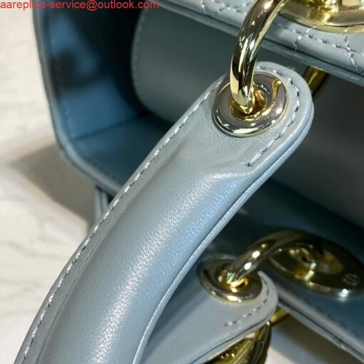 Replica Dior M0566 Large Lady Dior Bag Lake Blue Cannage Lambskin 4