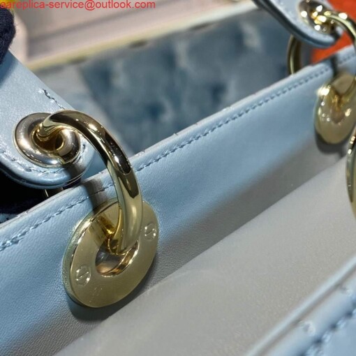 Replica Dior M0566 Large Lady Dior Bag Lake Blue Cannage Lambskin 7