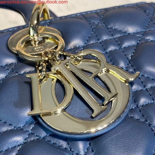 Replica Dior M0566 Large Lady Dior Bag Blue Cannage Lambskin 6