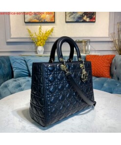 Replica Dior M0566 Large Lady Dior Bag Black Cannage Lambskin