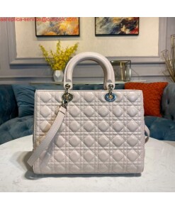 Replica Dior M0566 Large Lady Dior Bag Beige Cannage Lambskin 2