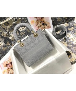 Replica Dior M0565 Lady Dior Medium Tote Bag M950 Gray