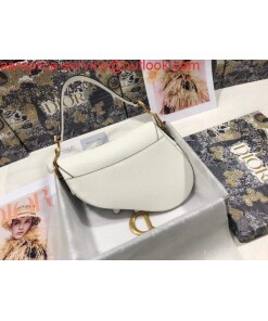 Replica Dior M0446 Dior Saddle Bag M0447 White Grained Calfskin