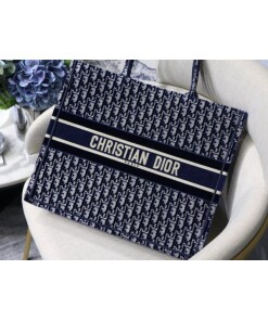 Replica Dior Book Tote M1286 Blue Dior Oblique Velvet