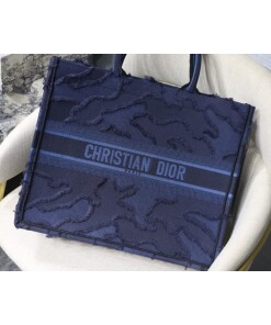 Replica Dior Book Tote M1286 Blue Camouflage Embroidery