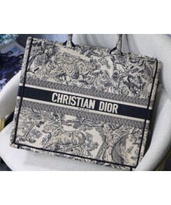 Replica Dior Book Tote M1286 Black Toile de Jouy Embroidery