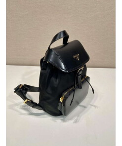 Replica Prada 1BZ074 Re-Nylon and Brushed Leather Backpack Black 2