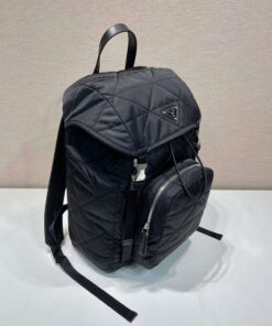 Replica Prada 2VZ135 Re-Nylon Padded Backpack With Hood Black 2